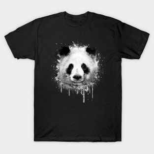 Cool Abstract Panda Portrait in Black & White T-Shirt